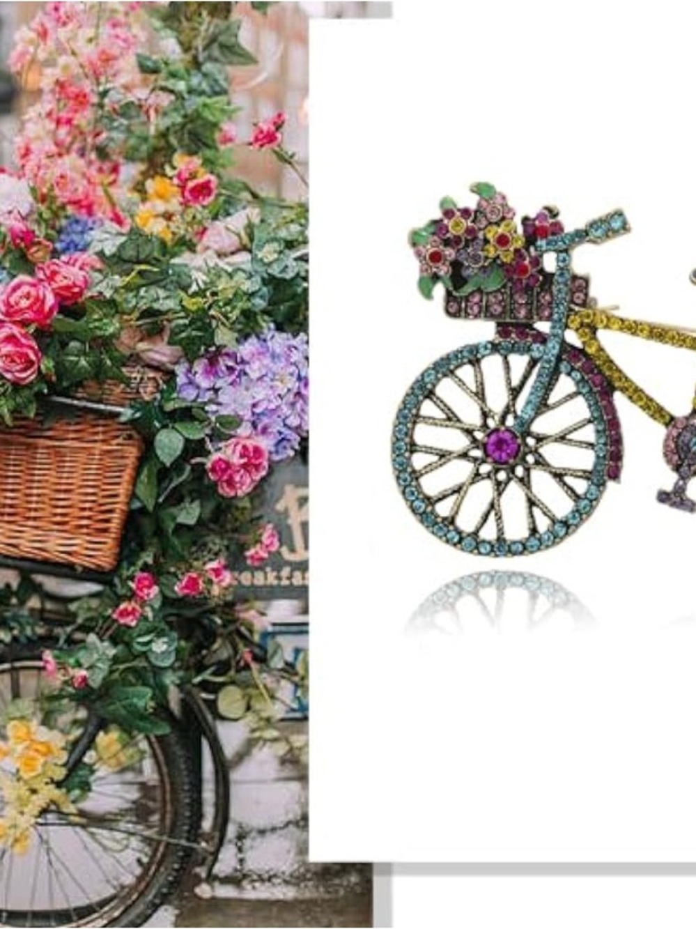 Multicolor Crystal Bicycle Brooch Pin - Picture 7 of 7